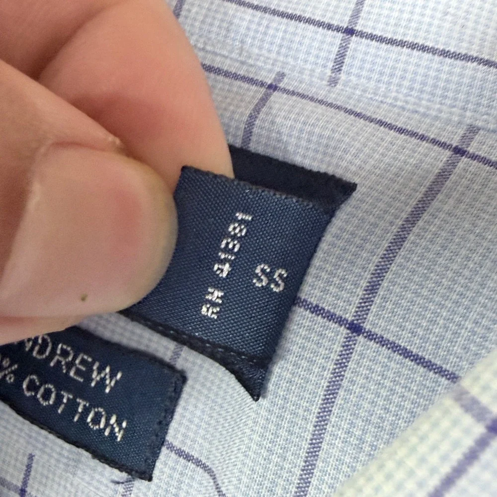 Polo Ralph Lauren Andrew Mens 17.5 36/37 Blue‎ Windowpane Check Cotton Shirt